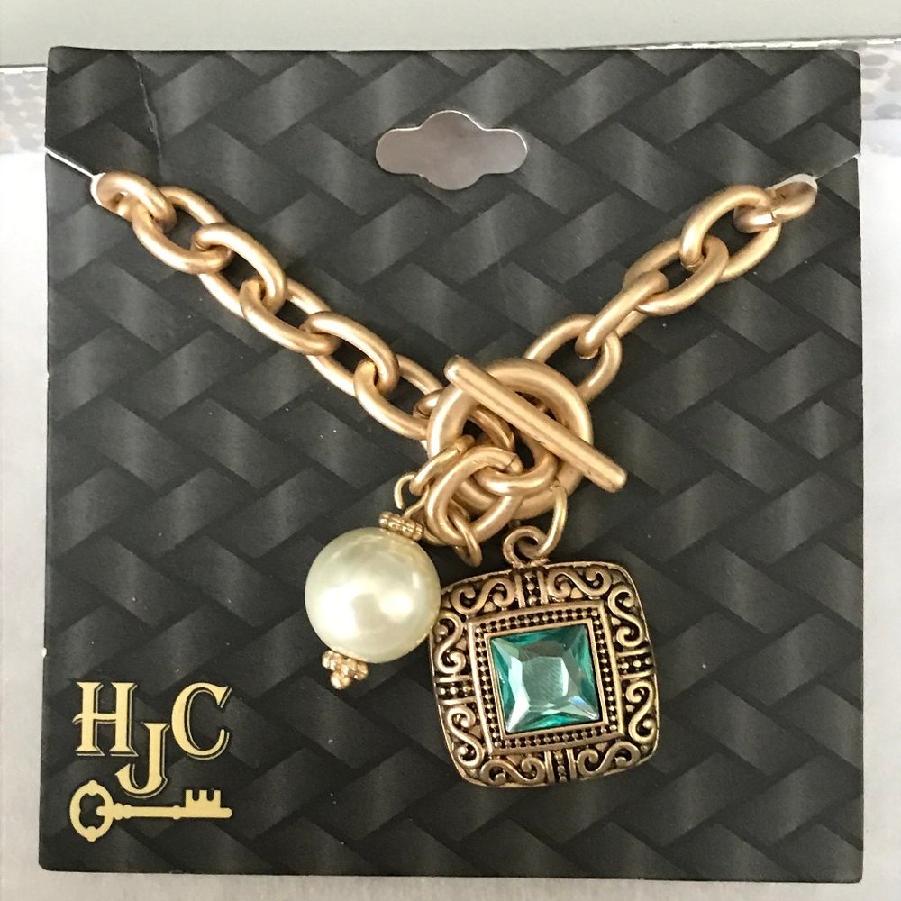 Satin Finish Gold Charm Bracelet New